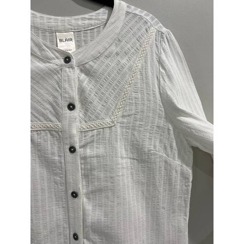 Blair  Button 3/4 Sleeves Women’s Top White Size Small