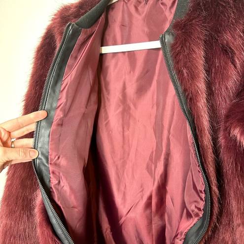 n:philanthropy PHILANTHROPY NWOT Burgundy Anouk Faux Fur Bomber Double Zip Jacket Coat XS