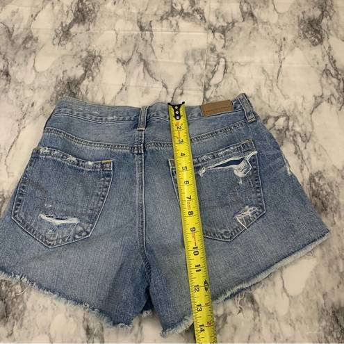 American Eagle  Hi-Rise Festival Midi Distressed Shorts Denim size 2 button fly