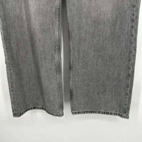 Gap  Low Stride Wide Leg Jeans Baggy Gray Wash Ripped Mid Rise Size 12 / 31L Long