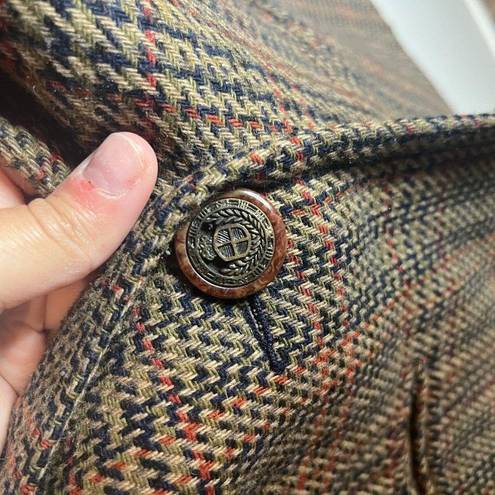 Houndstooth Vintage wool blend  plaid blazer jacket