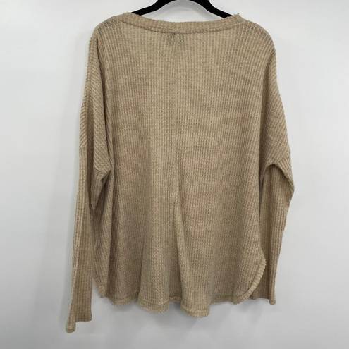 Out From Under  Urban Outfitters Top Tan Waffle Knit Button Detail Womens Small