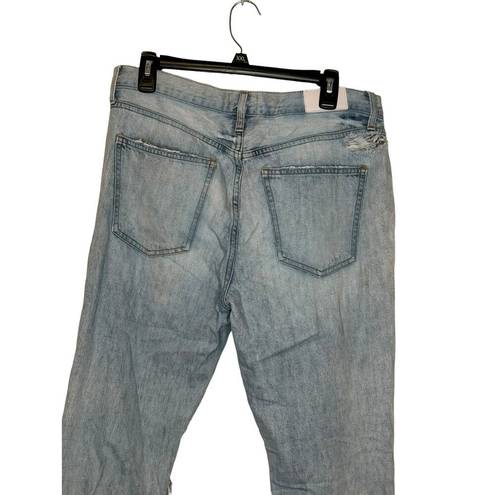 Pistola  Womens Jeans Charlie Straight Hi-Rise Button Fly Destroyed Knee Blue 30