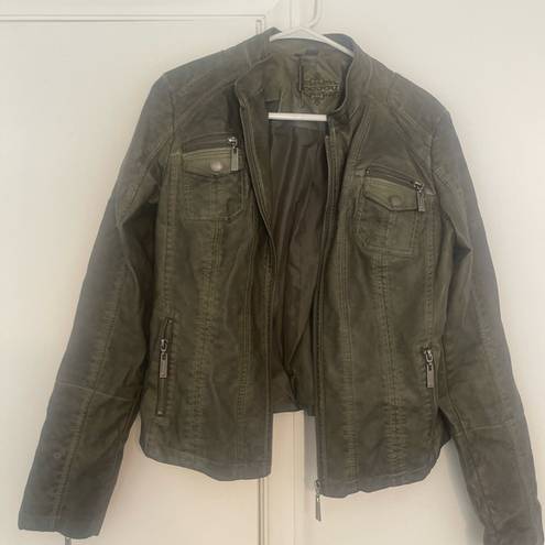 Dry Goods | dark green faux leather jacket