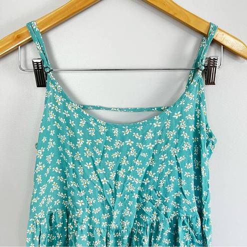 Aeropostale NWT Retro Floral Spaghetti Strap Ruffle Mini Teal Dress Size Small