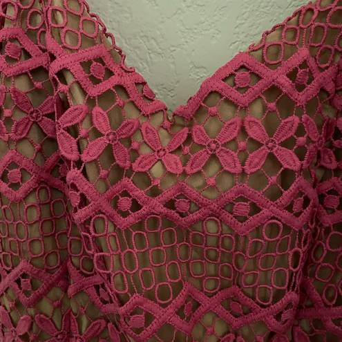 Adelyn Rae  Praya Tie Back Crochet Lace Sorbet Pink Romper Size S