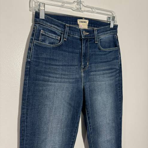 L'Agence L’agence Sada High Rise Cropped Slim Jean In Mesa Wash Raw Hem Size 25