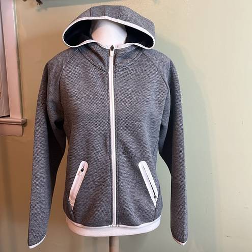 Zyia  Active Gray sport pocket hoodie zip up Jacket