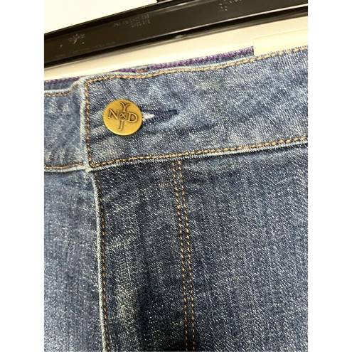 NYDJ NWT  Marilyn Straight Ankle Cuffed Jeans /Gold Appliqué Blue Size 18W