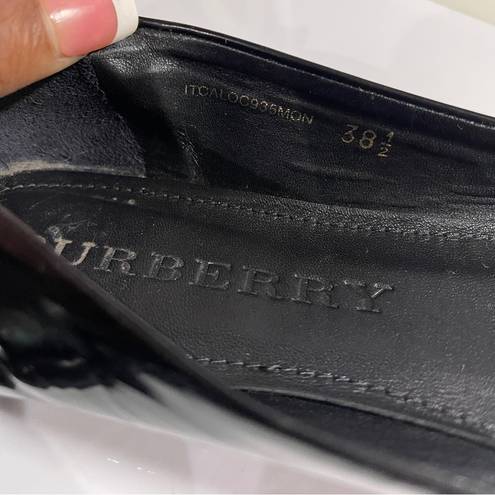 Burberry  Nova Check Patent Leather Ribbon Ballet Flats Sz 38.5