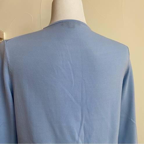 Brooks Brothers  Women Size M Lightweight Blue Merino Wool Crew Neck Sweater