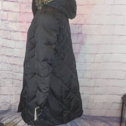 London Fog  black faux fur hooded jacket size large