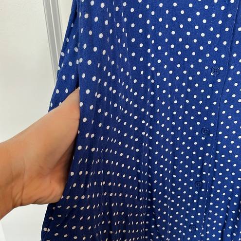 Popsugar  Blue Polka Dot Dress with Pockets