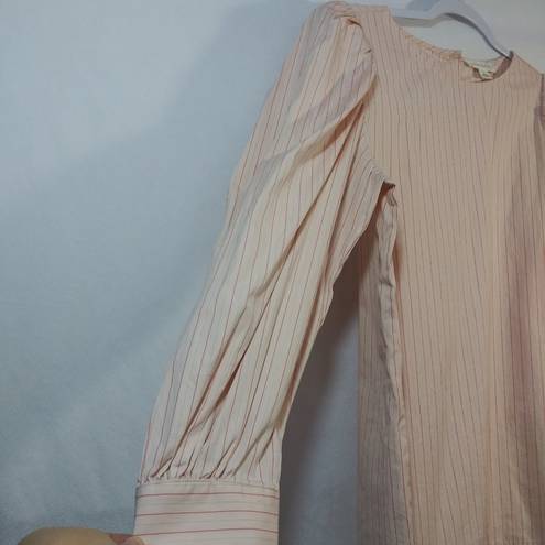 Treasure & Bond  Pink Stripe Puff Sleeve Button Back Long Sleeve Top Size M