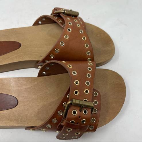 Isabel Marant  Jaso embellished leather wooden slides sz 36 US 5