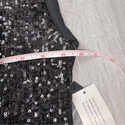 INC  Black Sleeveless Sequin Sweater Vest M