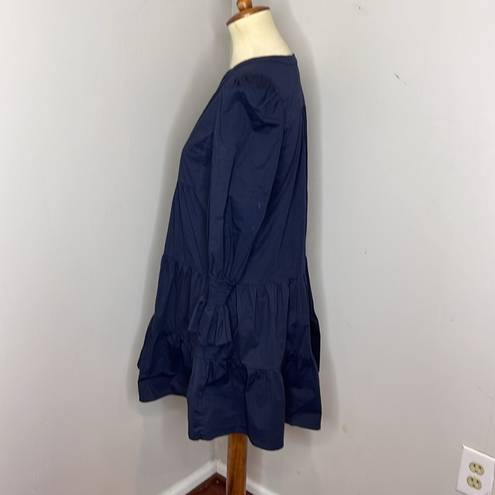 Tuckernuck  Pomander Place Navy Blue Kenzo Tiered Cotton Poplin Dress