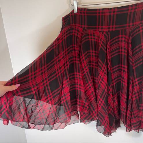 Polo NWT  Ralph Lauren 100% Silk Red Plaid Handkerchief A Line Skirt size 14
