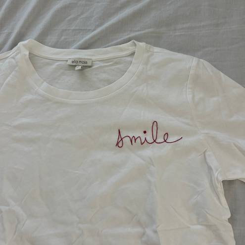 Ella Moss ‘smile’ stitched short sleeve top Size medium Condition: NWOT Color: white  Details : - See photos for approx. measurements laying flat - Cute and perfect for spring / summer  - Easy to throw on for daily use  Extras:  - I ship between 1-2 days