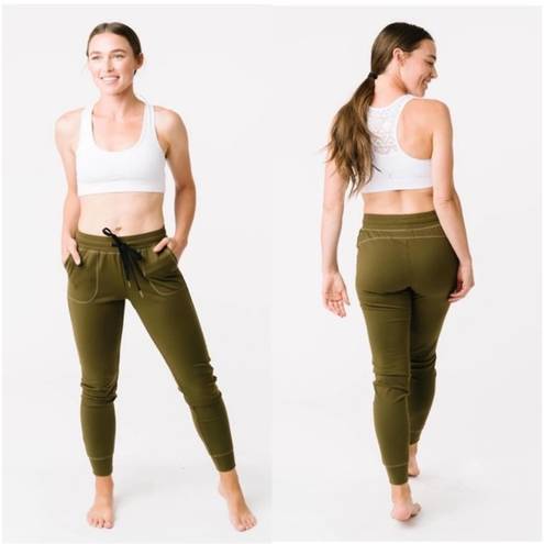 Zyia  Unwind Olive Green Drawstring Stretch Waist Joggers Athleisure Plus XXXL