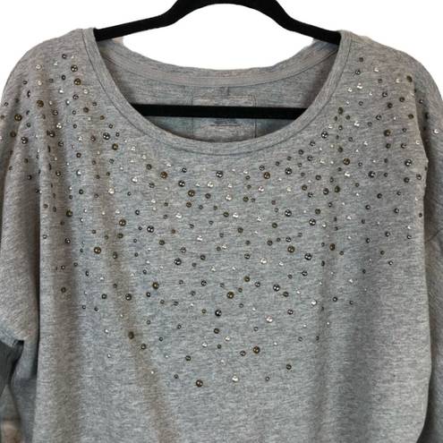 DKNY DNKY Jeans Womens Grey Sequin Accent Long Sleeve 100% Cotton Shirt Size M Medium