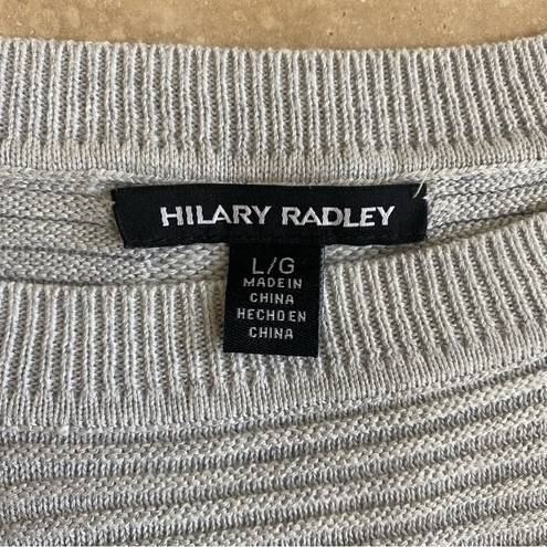 Hilary Radley  Womens Size L Gray White Two Fer Long Sleeve Faux Layered Sweater