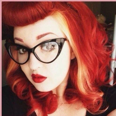 Hell Bunny CAT EYE GLASSES ROCKABILLY PIN VINTAGE  CLEAR COSPLAY BETSEY STYLE