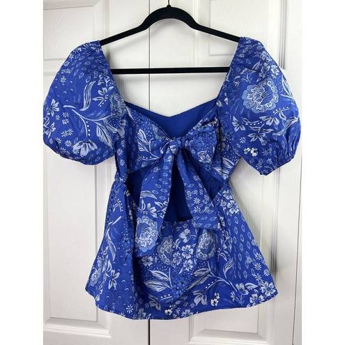 Sugar Lips  AMAYA MIXED PRINT CIRUS BACK TIE PEPLUM TOP RETAIL $79 SIZE MEDIUM