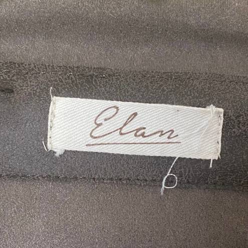 Elan  Women's Brown Faux Leather Jacket Drape Collar Wrap Jacket Size Medium