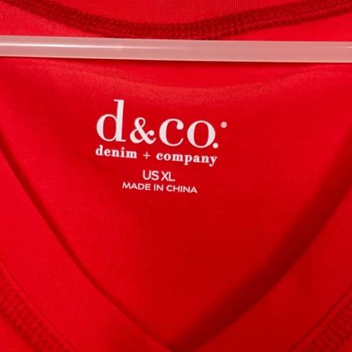 Krass&co D& Shirt Womens XL Red Short Sleeve Tshirt Stretch Vneck Cotton Blend