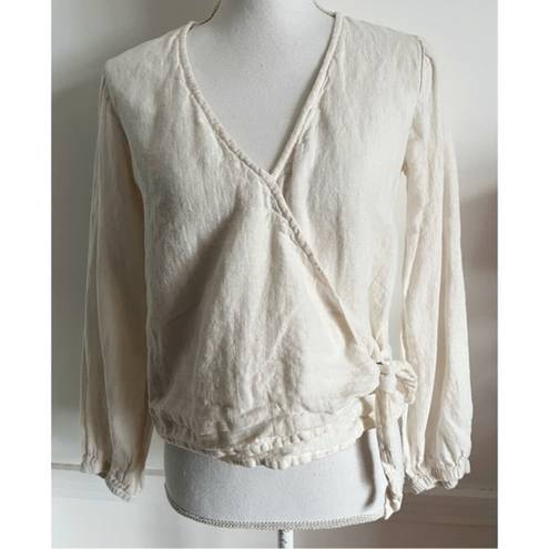 Tribe Alive  • Linen Wrap Top Ivory White