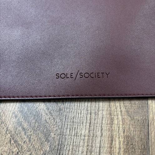 Sole Society  Burgundy Faux Leather Zippered Pouch Bag