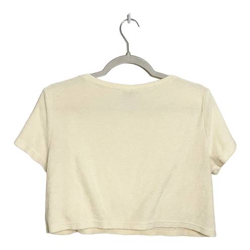 Sabo Skirt  Riz Twist Front Top Short Sleeve Shirt in Cream Terry Size Medium