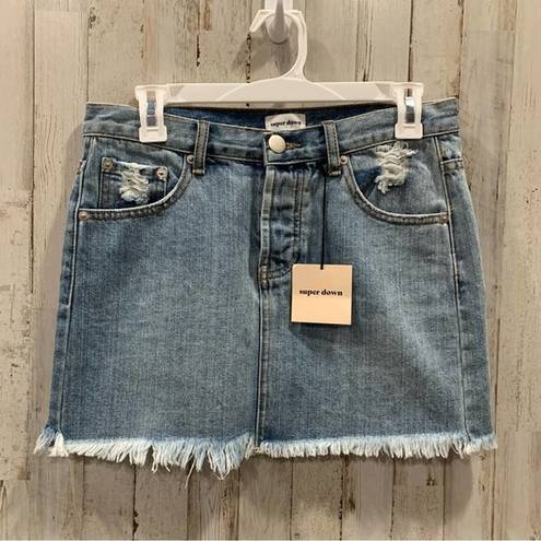 superdown NWT  Denim Mini Skirt Raw Hem Distressed