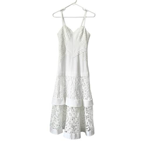 Alexis  Harlowe Lace Tiered Midi Dress in White Sz XS