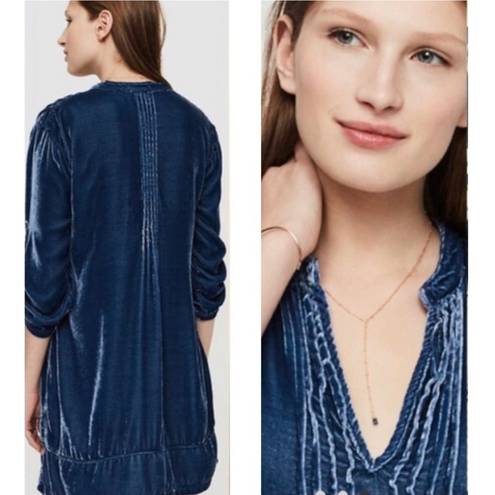 CP Shades  Free People Small Velvet Tunic Dress Silk Top Blue Regina Top S