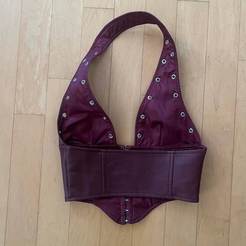 Princess Polly pallida pu jordy top burgundy