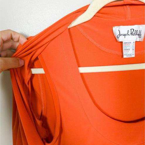 Joseph Ribkoff  Orange Draped Front Blouse 3/4 Sleeve Layered Cami Women's 6