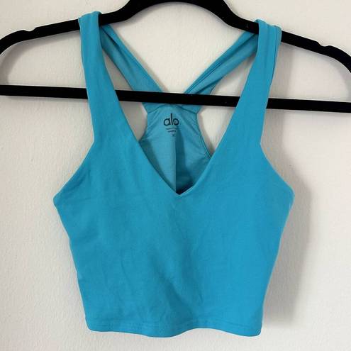 Alo Yoga Alo Crop Real Bra Tank Top in Aqua Blue