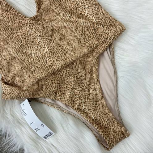 Urban Outfitters NWT  Plunge Neckline Snakeskin One Piece Swimsuit Size L