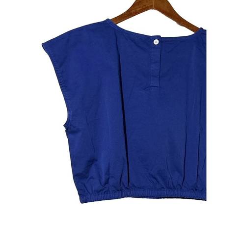 Everlane  The Bubble Top Colbalt Blue Cap Sleeves Large