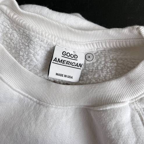 Good American  White Holographic Crewneck Pullover Sweatshirt Size 4