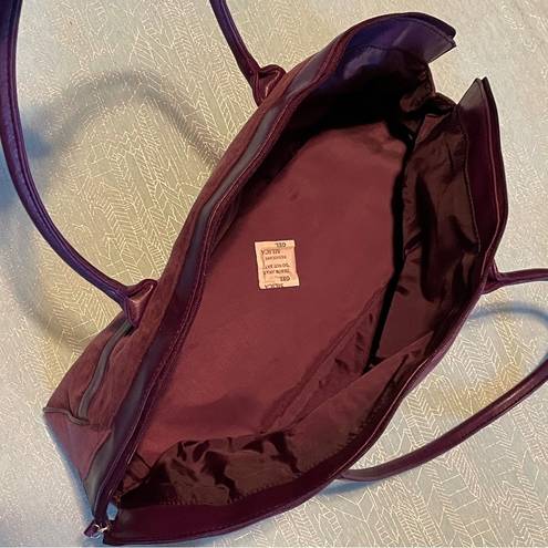 Estée Lauder  plum Microsuede 18” satchel/tote bag with matching make-up bag