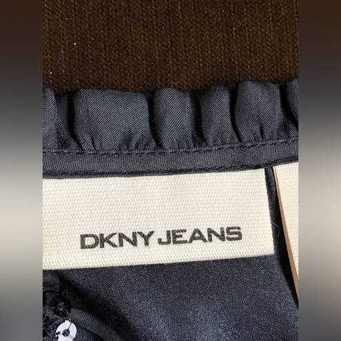 DKNY  Jeans Sleeveless Black Front Tie Sequin Top Sz. M