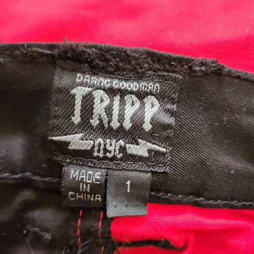 Tripp NYC  Black & Red Split Leg Skinny Jeans Size 1