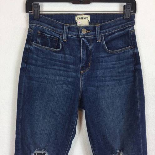 L'Agence L’Agence Jordan Ripped Distressed High Waist Crop Straight Leg Jeans Size 24