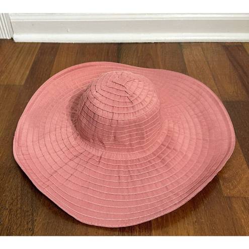 Pacific&Co August Hat  Packable Sun Beach Garden Hat Pink Polyester Wide Brim