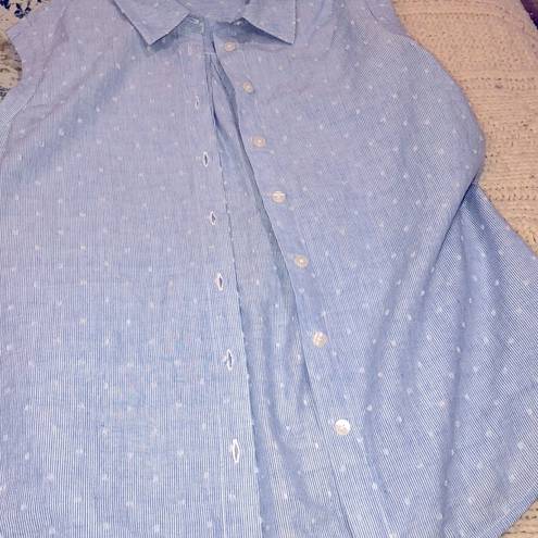 Draper James  by Reese Witherspoon size 4 blue striped Swiss dot button down top