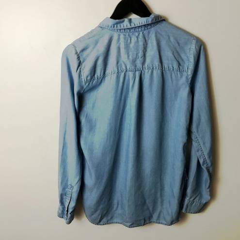 SO  Perfect Shirt Small Blue Lightweight Button Up Shirt Soft 100% Lyocell S