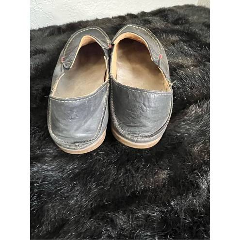 Olukai  Shoes Women's Nohea Nubuck Slip On Loafers Black Leather  Size 9.5